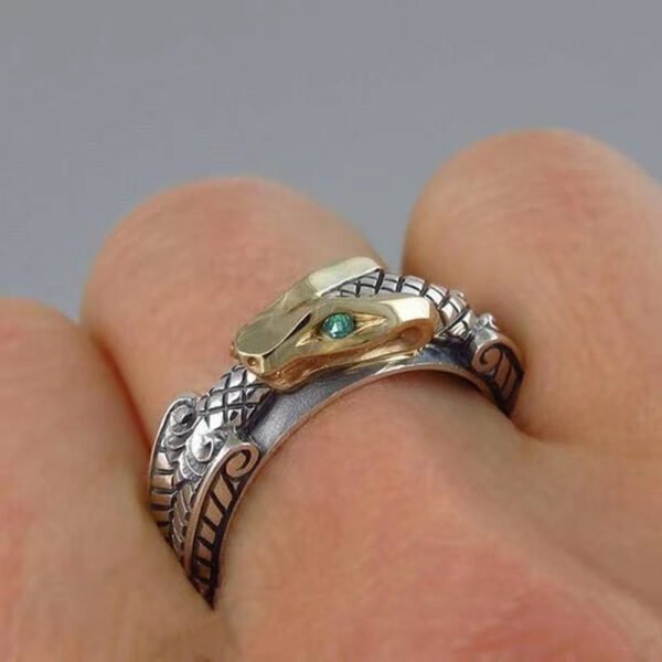 Punk Hand Jewellery Copper And Silver Plated Two-tone Snake Ring