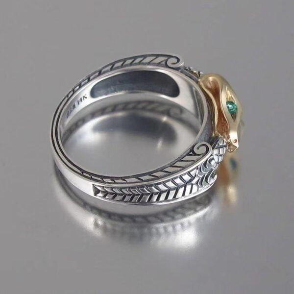 Punk Hand Jewellery Copper And Silver Plated Two-tone Snake Ring - Image 2