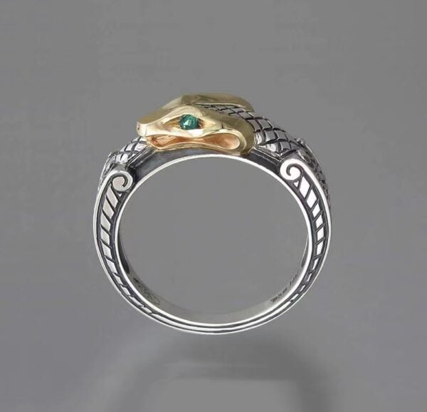 Punk Hand Jewellery Copper And Silver Plated Two-tone Snake Ring - Image 3